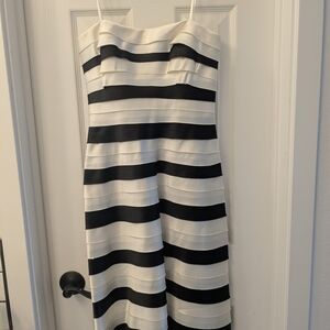 BCBGMaxAzria Strapless Dress in Black and Cream